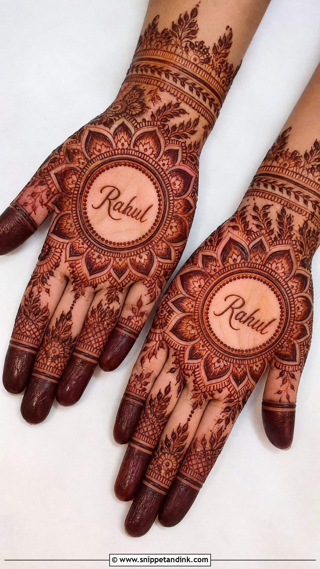 Groom Name In Palm Mehndi - Snippet and Ink - 20 Groom Name in Mehndi Design Ideas