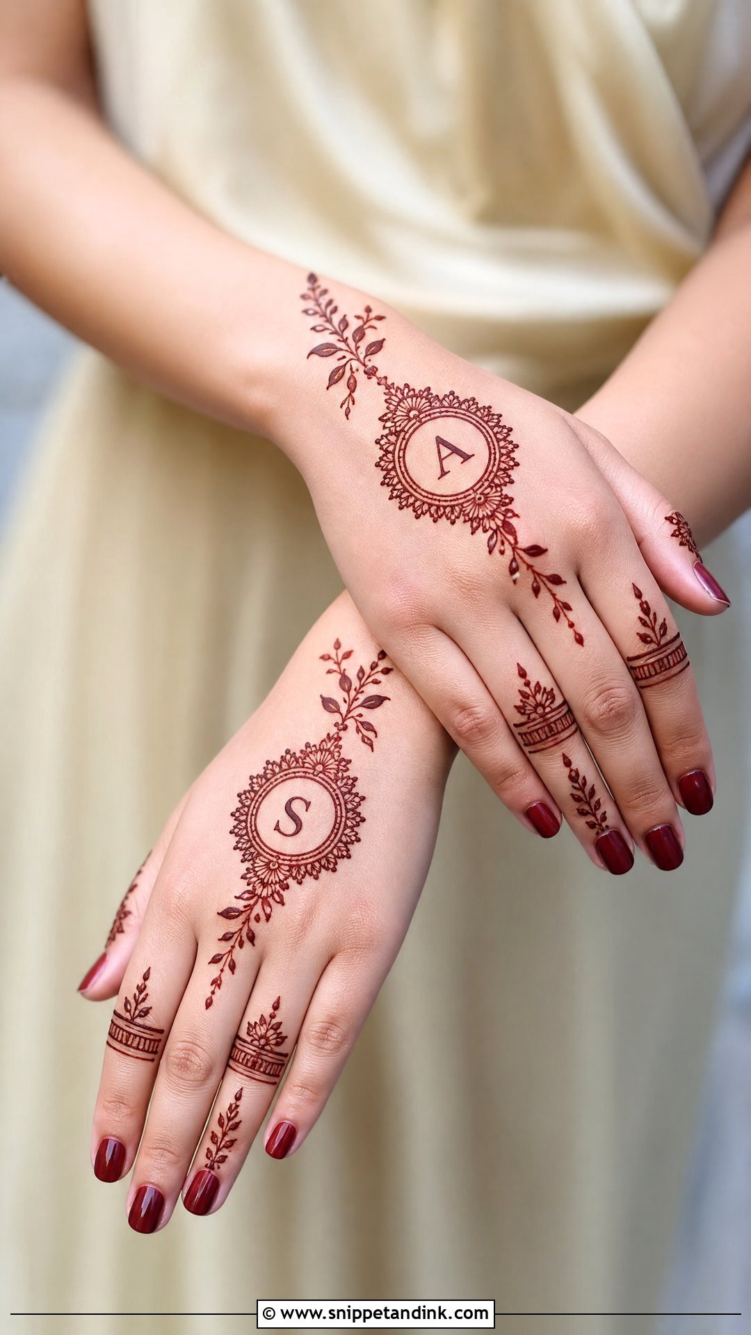 Groom Name Initial Mehndi - Snippet and Ink - 20 Groom Name in Mehndi Design Ideas