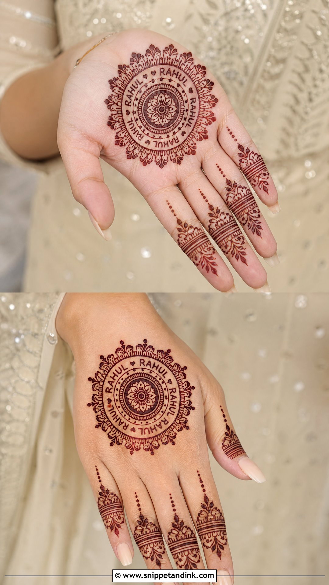 Groom Name Mandala Mehndi - Snippet and Ink - 20 Groom Name in Mehndi Design Ideas