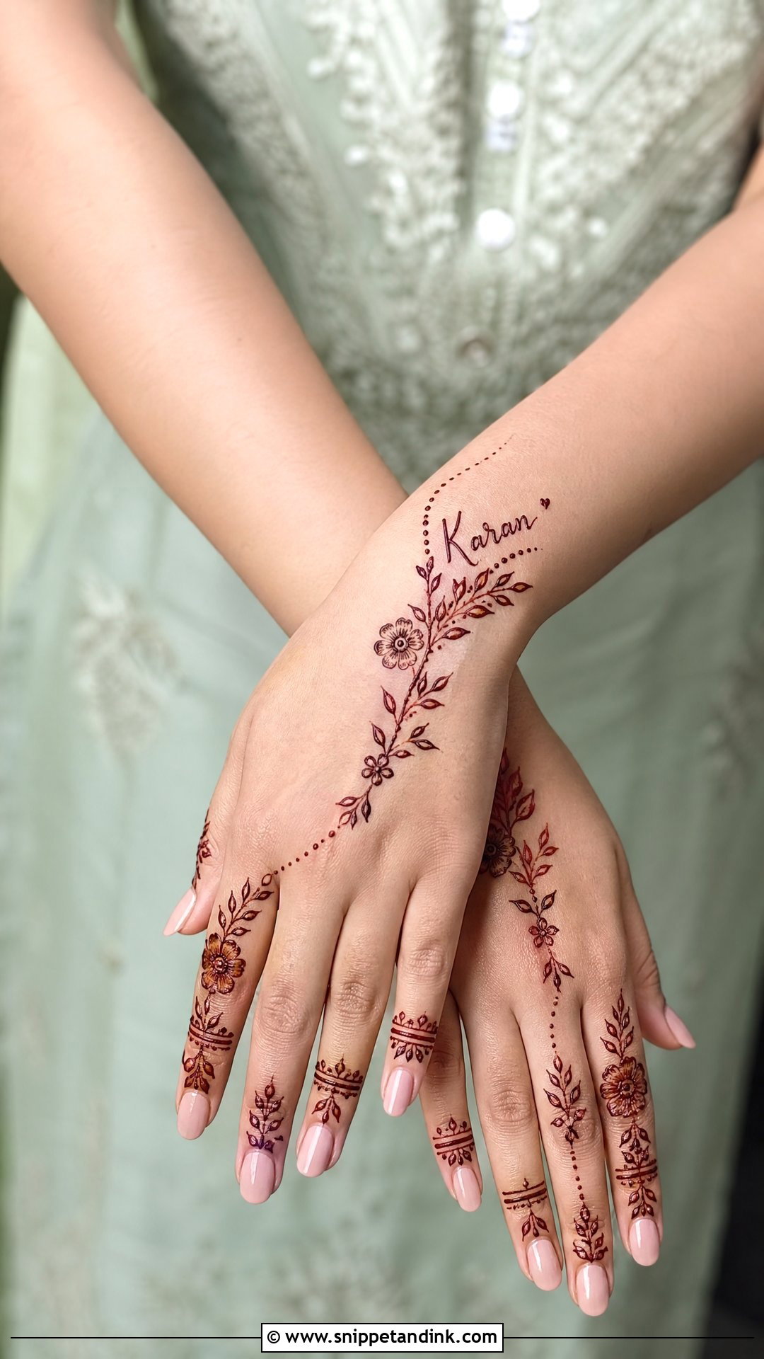 Groom Name Minimal Mehndi - Snippet and Ink - 20 Groom Name in Mehndi Design Ideas