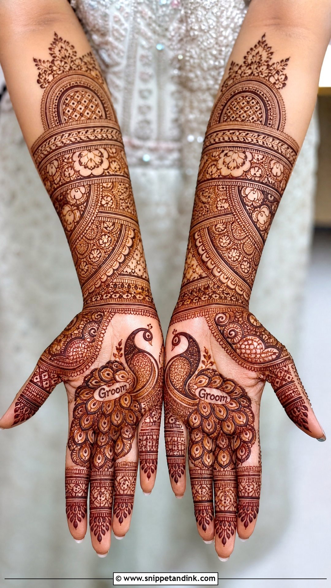 Groom Name Peacock Mehndi - Snippet and Ink - 20 Groom Name in Mehndi Design Ideas
