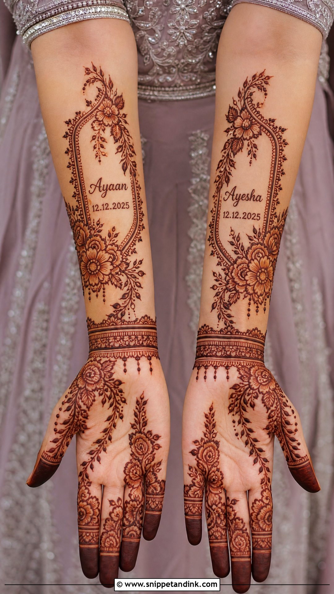 Groom Name With Wedding Date Mehndi - Snippet and Ink - 20 Groom Name in Mehndi Design Ideas