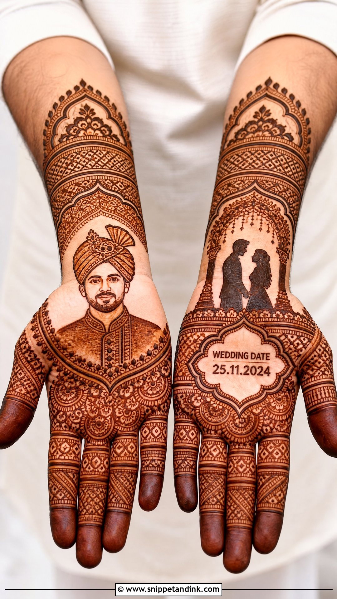 Groom Portrait Mehndi Design - Snippet and Ink - 20 Grooms Mehndi Design Ideas