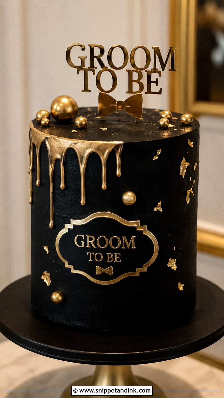 Groom To Be Gold And Black Cake - Snippet and Ink - 20 Groom to Be Cake Designs