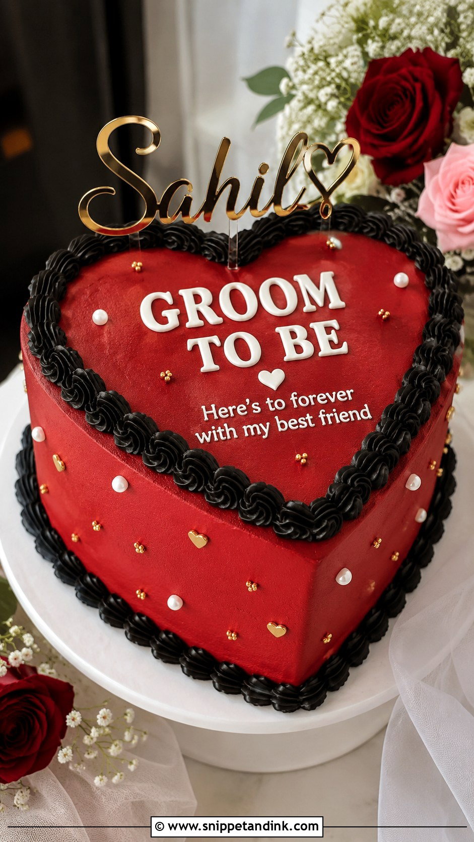 Groom To Be Heart Cake - Snippet and Ink - 20 Groom to Be Cake Designs