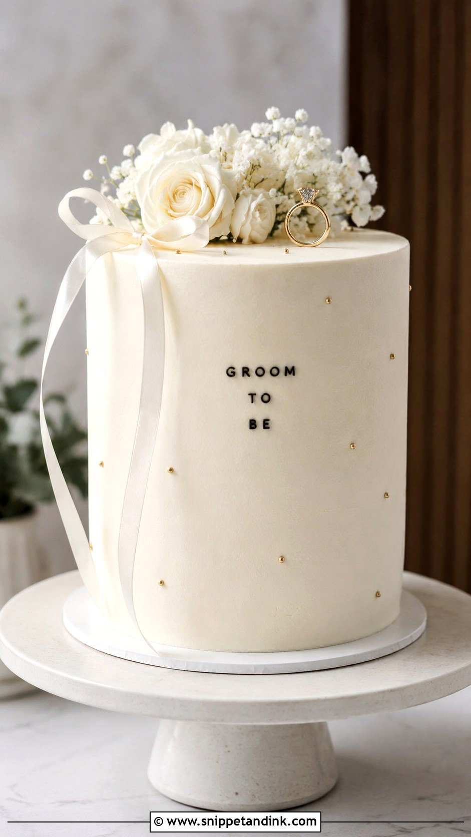 Groom To Be Minimal Cake - Snippet and Ink - 20 Groom to Be Cake Designs