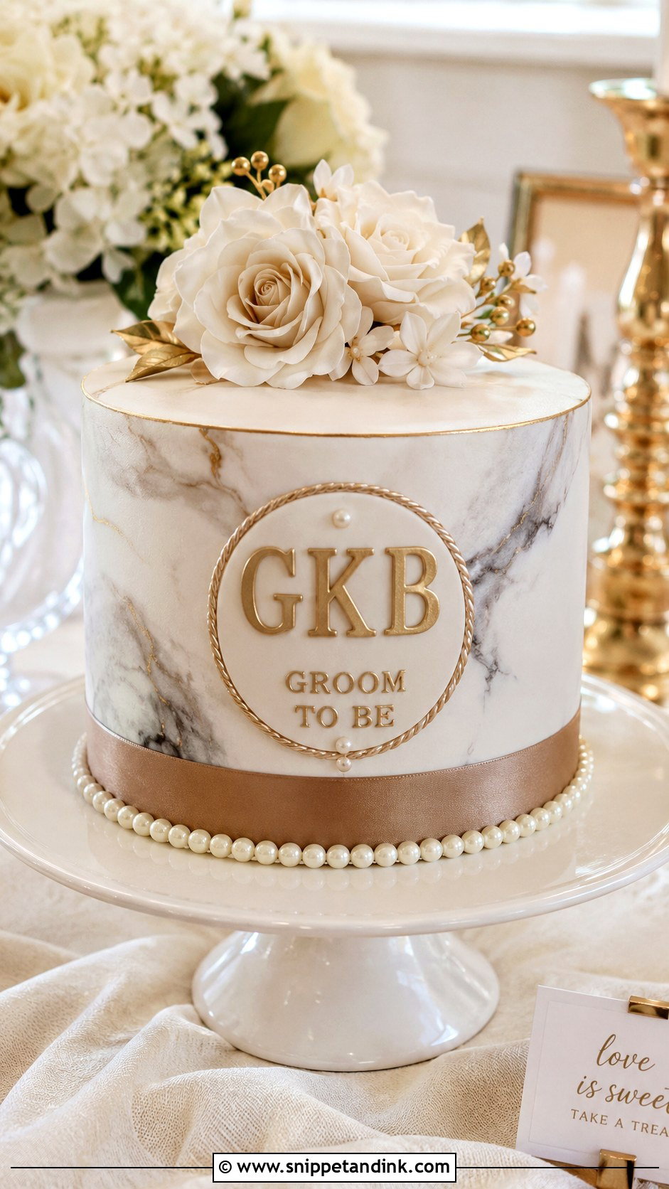 Groom To Be Monogram Cake - Snippet and Ink - 20 Groom to Be Cake Designs