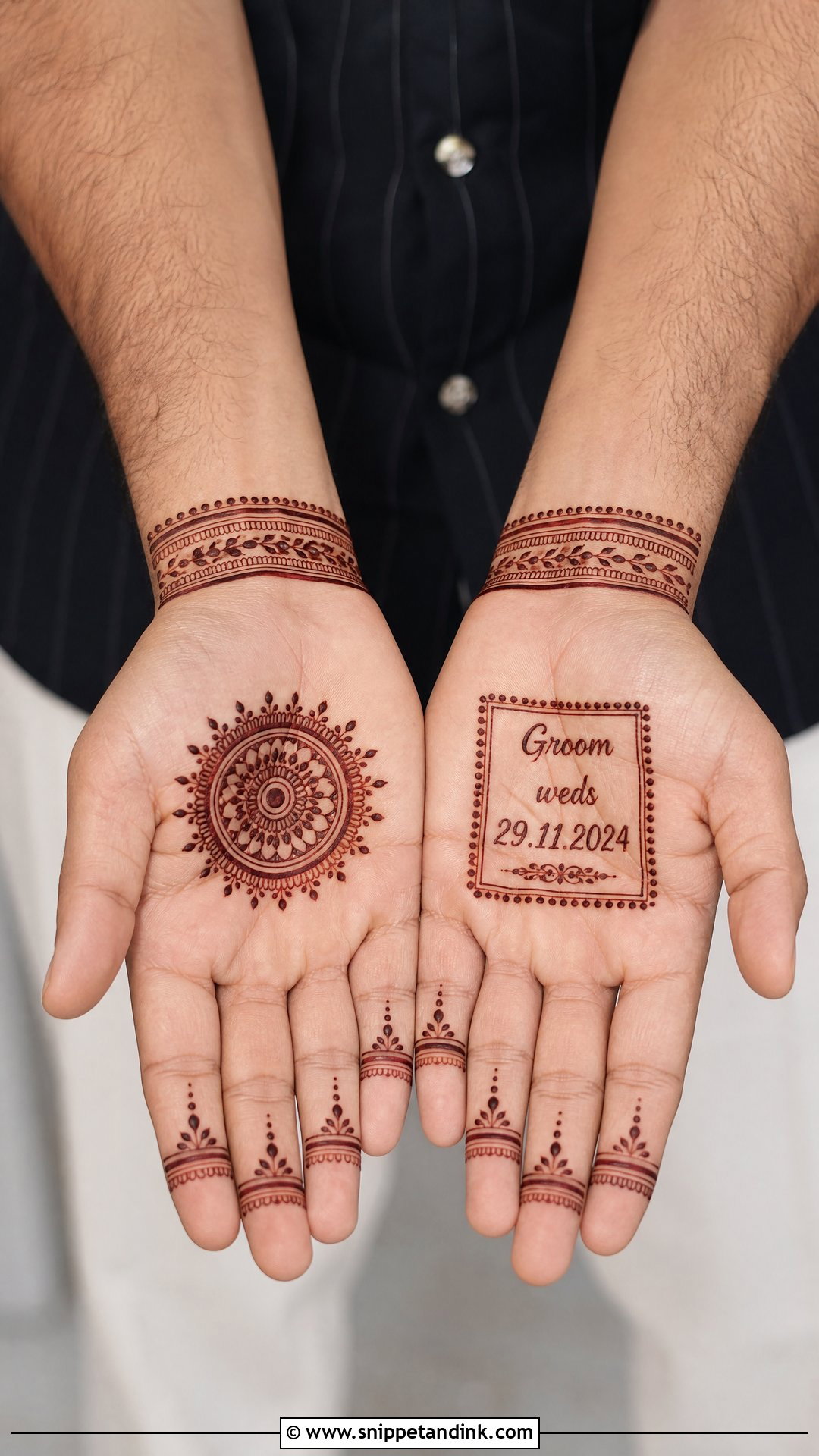 Groom Wedding Date Mehndi Design - Snippet and Ink - 20 Groom Simple Mehndi Design Ideas