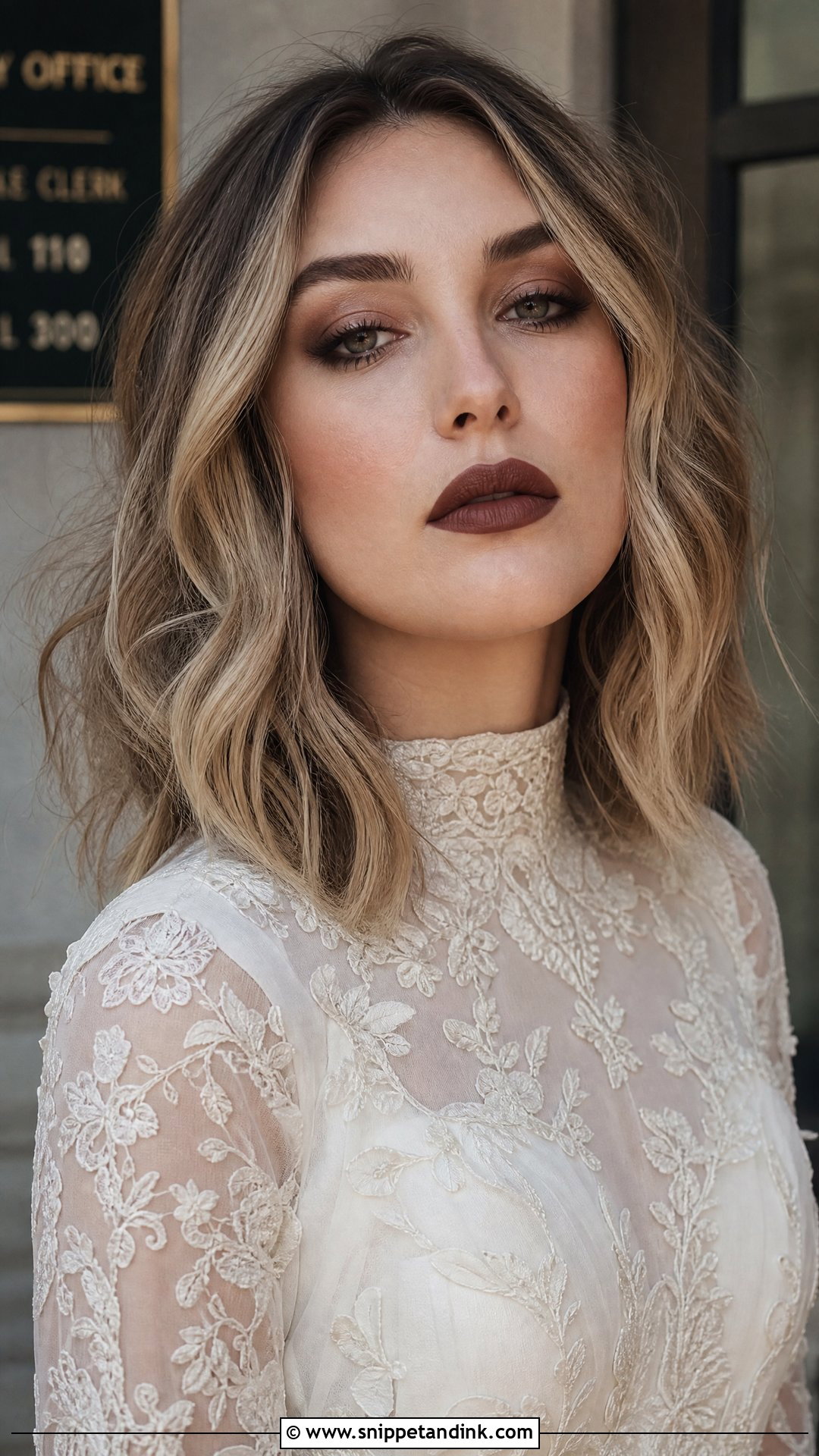 Grunge Wedding Makeup With Brown Lip - Snippet and Ink - 25 Alt Wedding Makeup Ideas