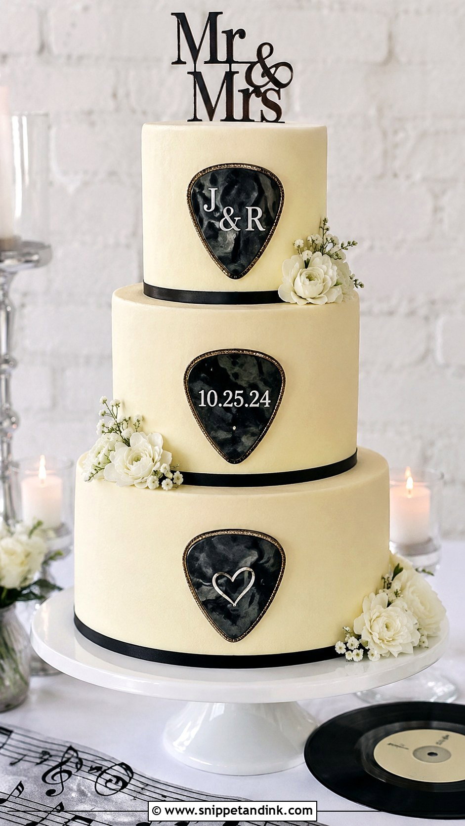 Guitar Pick Wedding Cake - Snippet and Ink - 20 Rock and Roll Wedding Cake Ideas