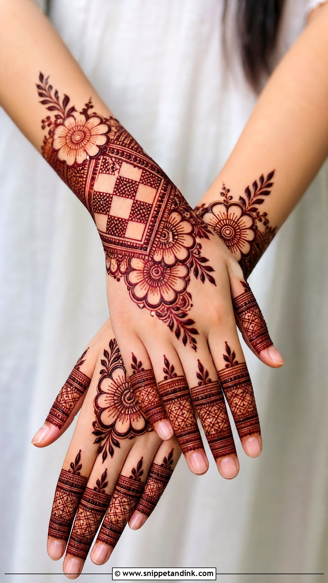 Gulf Back Hand Check Mehndi Design - Snippet and Ink - 30 Back Hand Check Mehndi Design Ideas