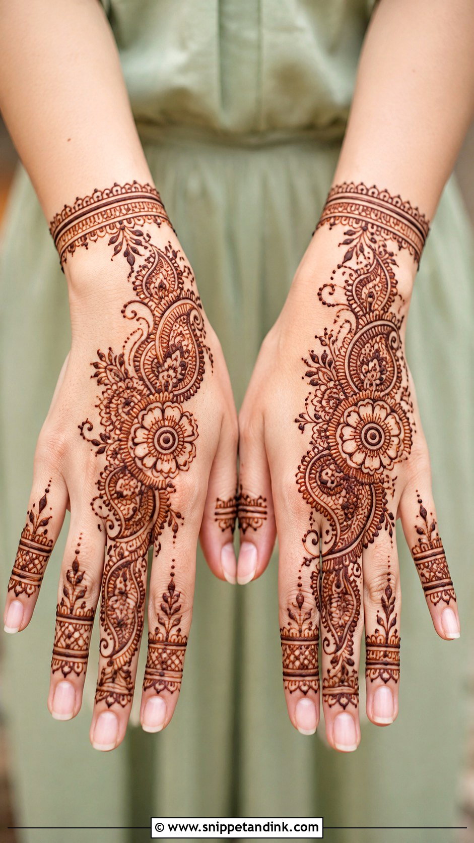Gulf Back Hand Engagement Mehndi Design - Snippet and Ink - 30 Back Engagement Mehndi Designs