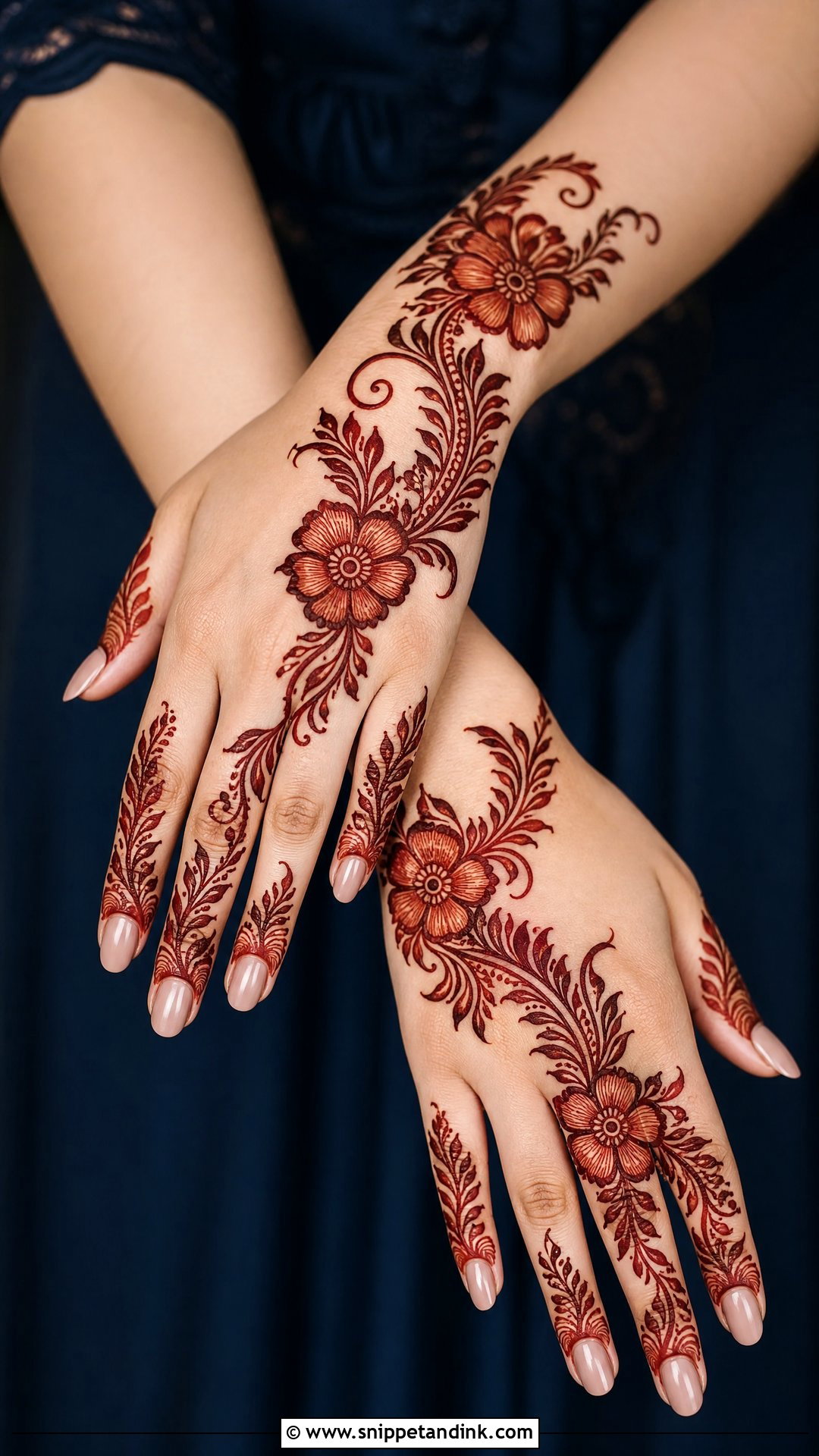 Gulf Back Hand Engagement Mehndi Design - Snippet and Ink - 20 Back Hand Engagement Mehndi Designs