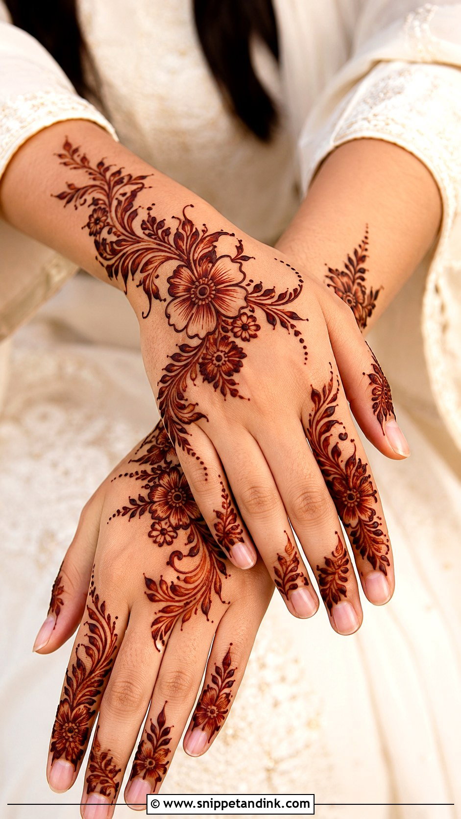 Gulf Back Hand Mehndi Design - Snippet and Ink - 35 Back Hand Mehndi Designs
