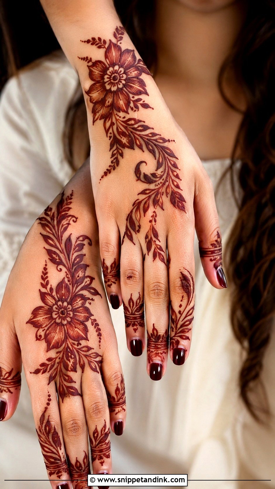 Gulf Back Hand Mehndi Design - Snippet and Ink - 35 Simple Back Hand Mehndi Designs