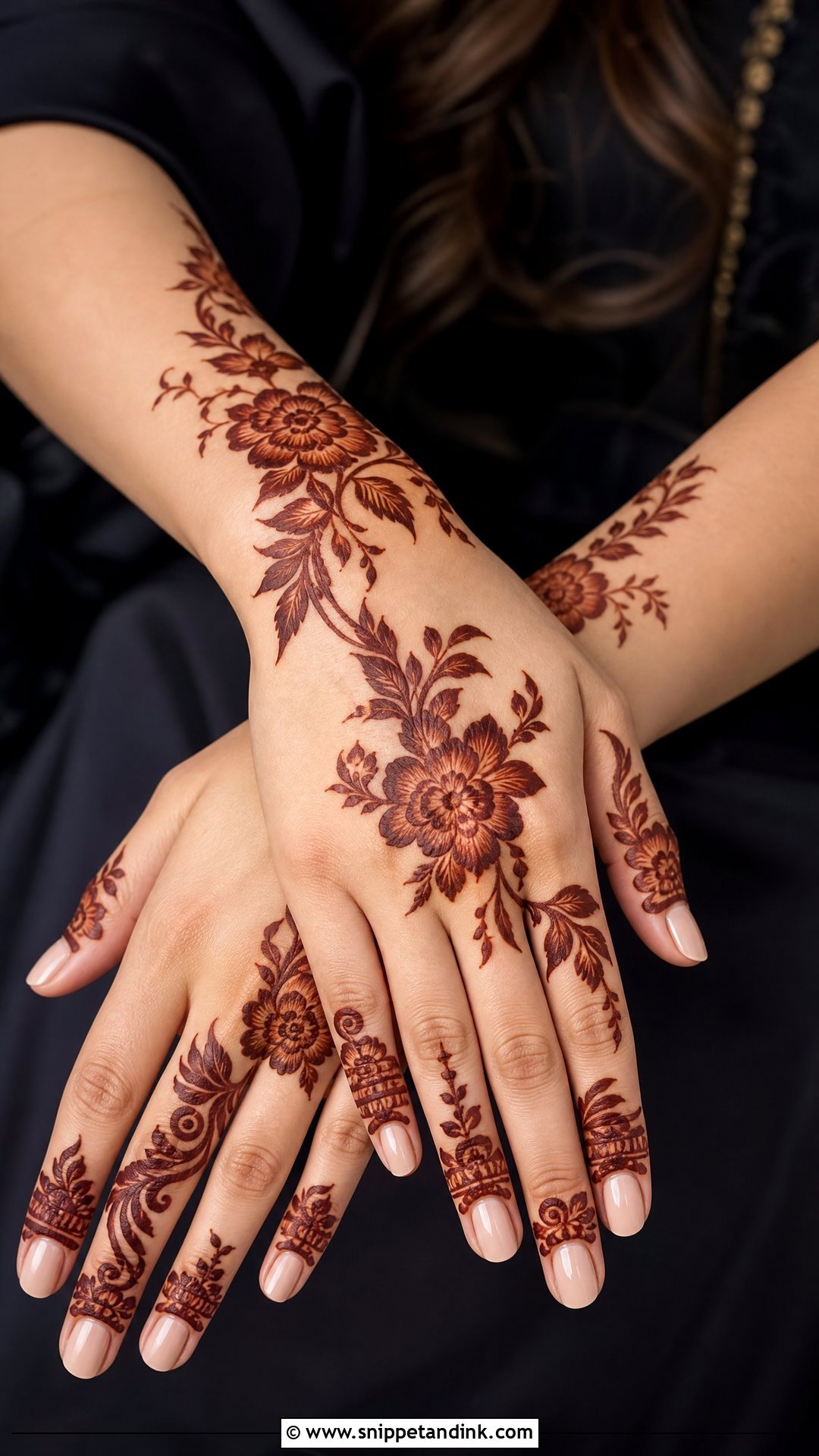 Gulf Back Hand Mehndi Design - Snippet and Ink - 35 Stylish Back Hand Mehndi Designs