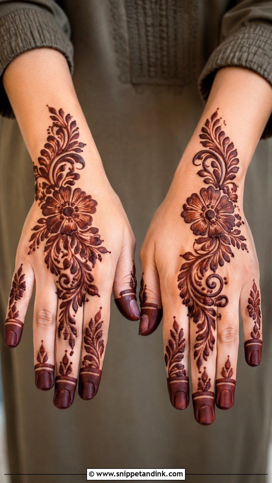 Gulf Back Hand Mehndi Design - Snippet and Ink - 30 Aesthetic Back Hand Mehndi Designs