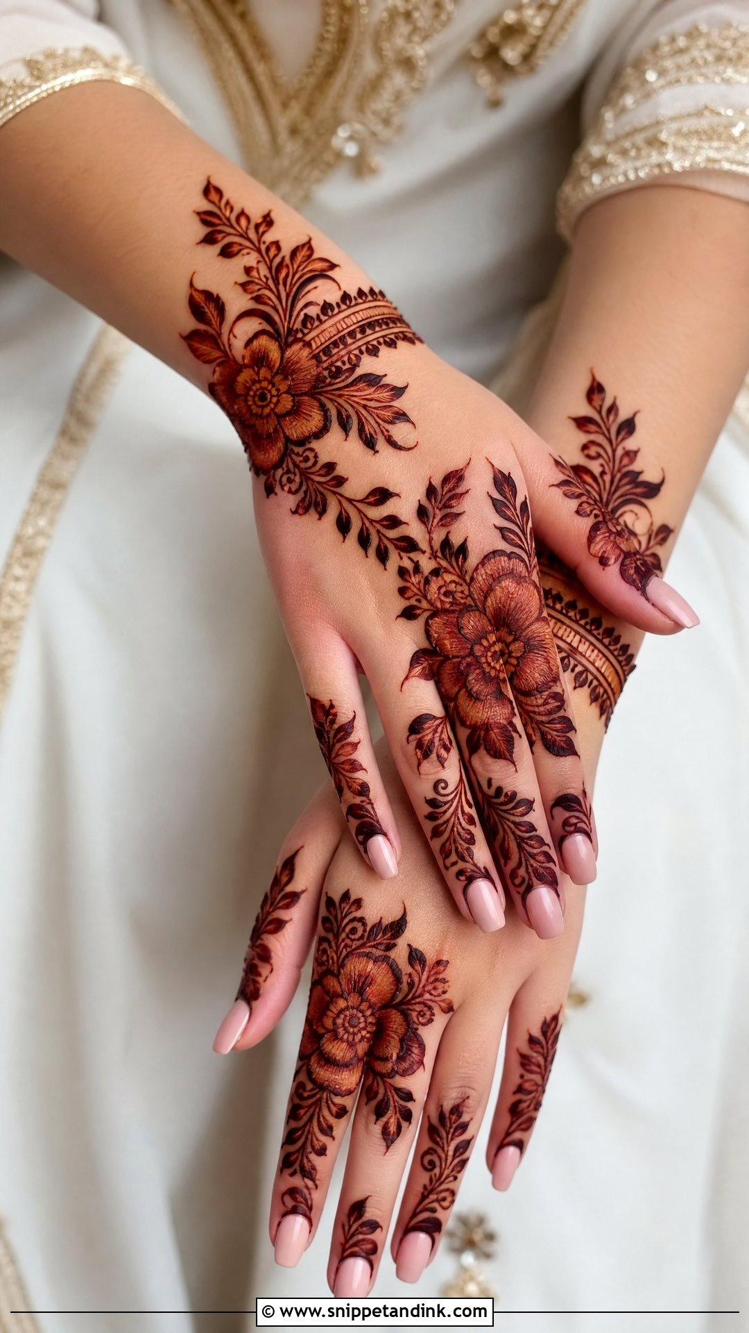 Gulf Bridal Back Hand Mehndi Design - Snippet and Ink - 30 Bridal Back Hand Mehndi Design Ideas