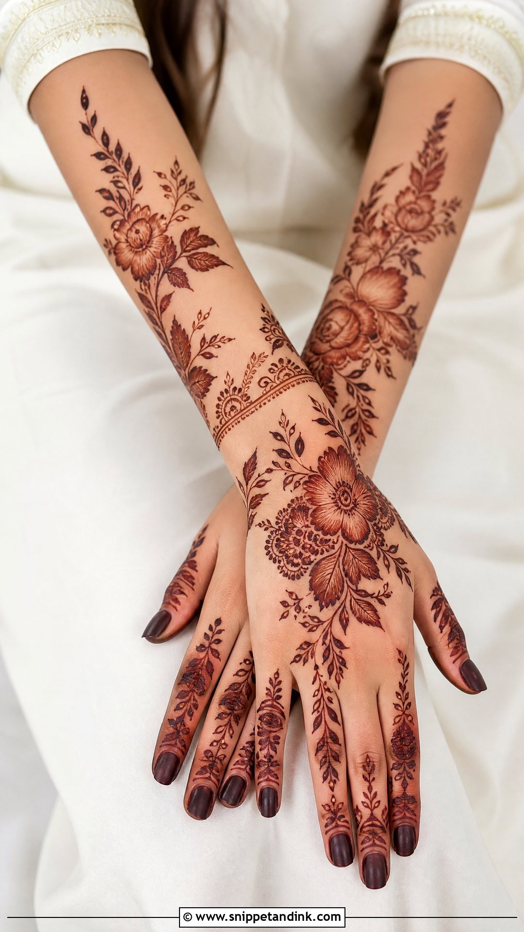 Gulf Bridal Back Hand Mehndi Design - Snippet and Ink - 20 Bride Back Hand Mehndi Designs
