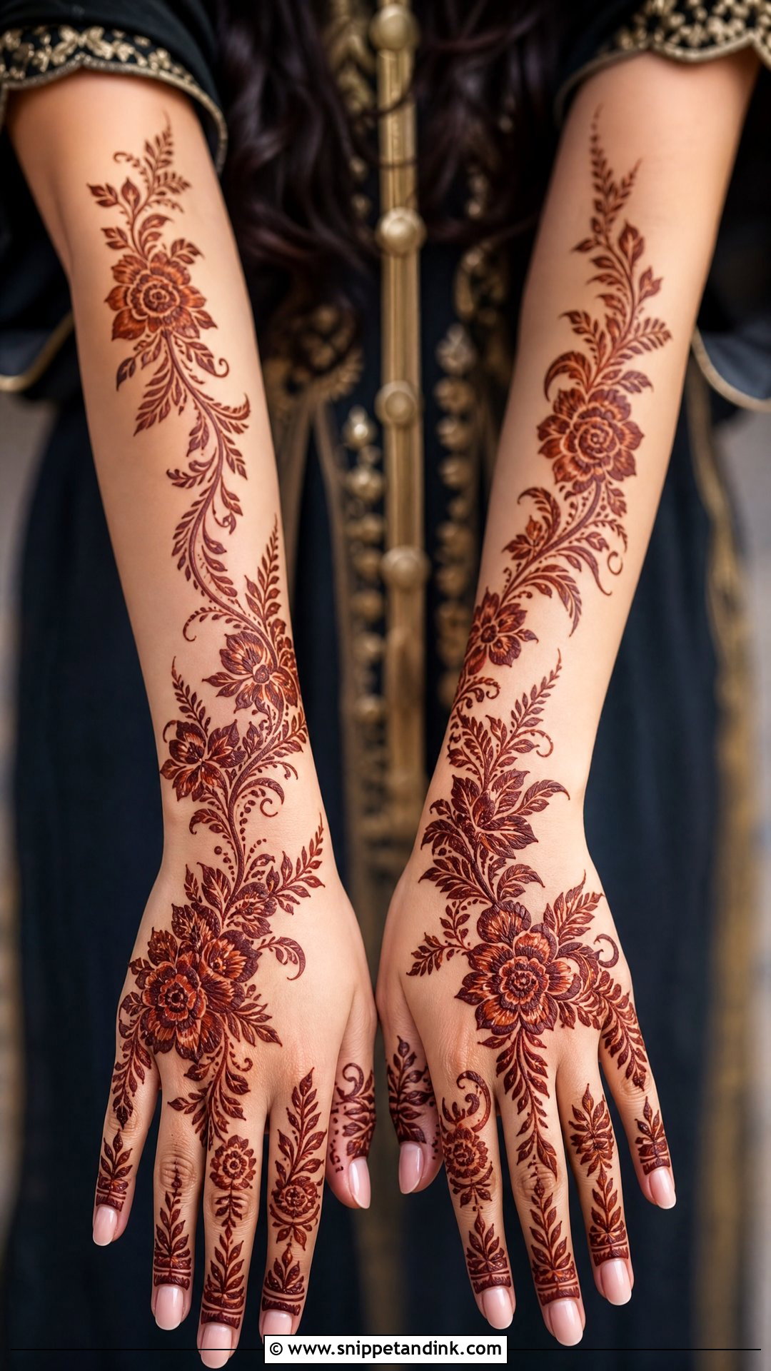 Gulf Bridal Back Side Mehndi Design - Snippet and Ink - 20 Bridal Back Side Mehndi Design Ideas