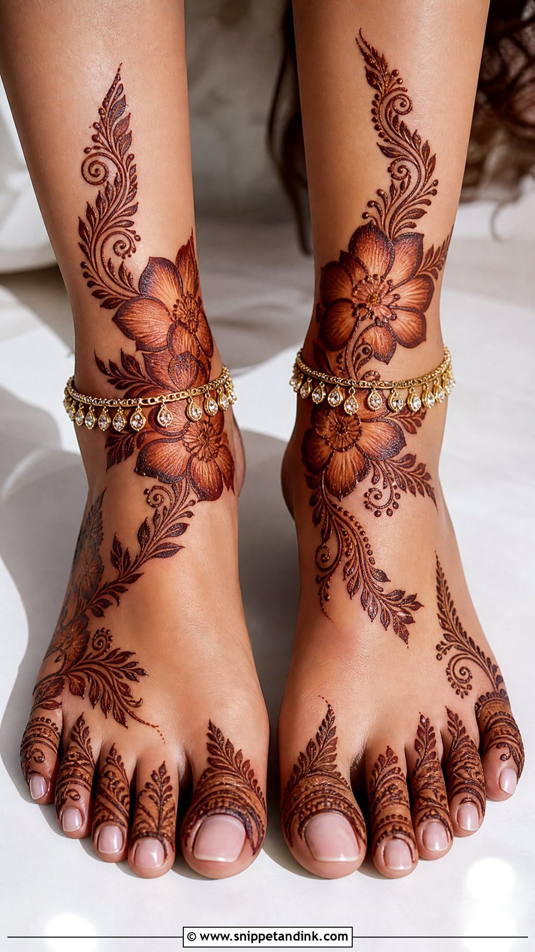 Gulf Bridal Feet Mehndi Design - Snippet and Ink - 20 Bridal Henna Feet Mehndi Designs
