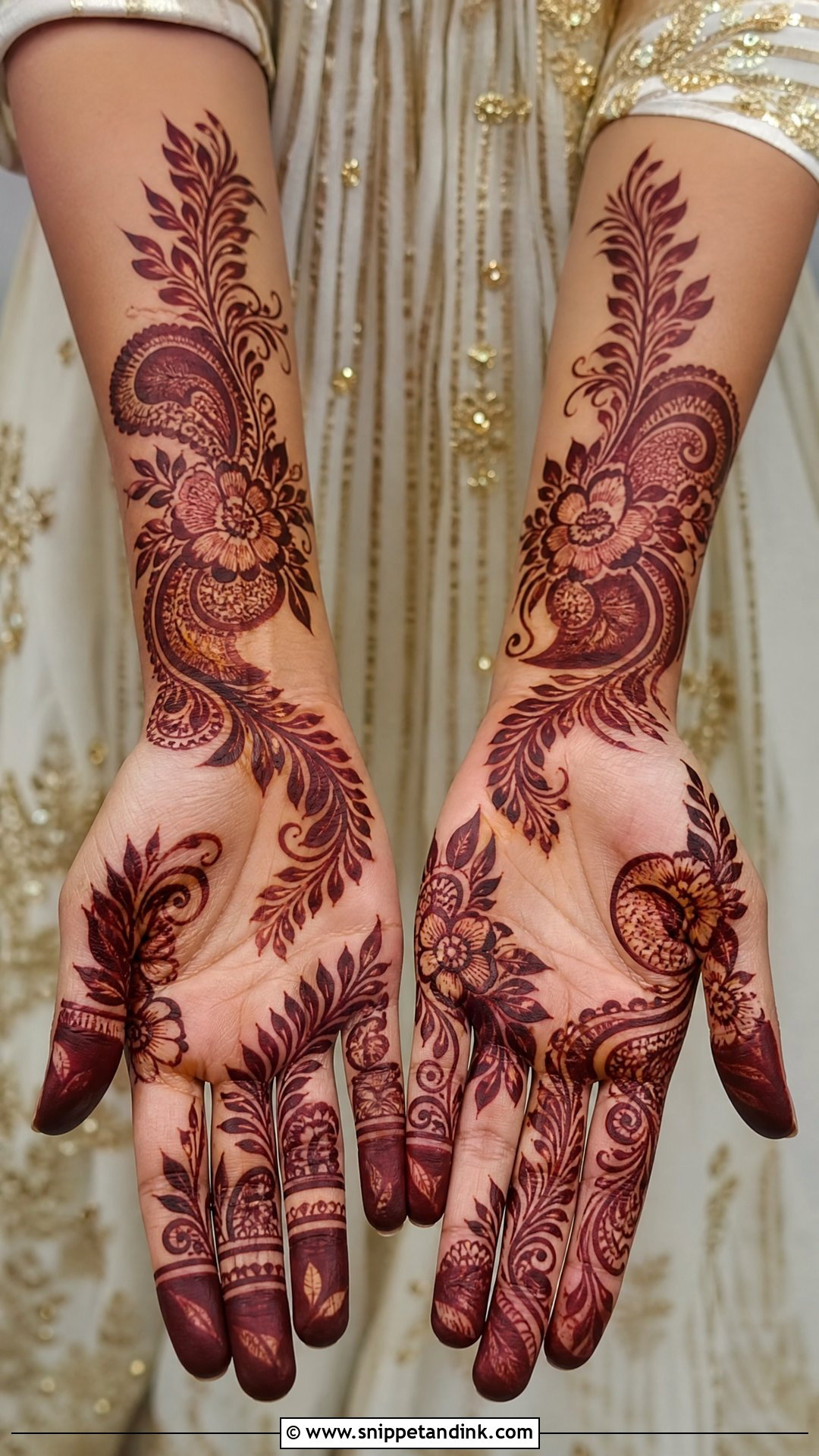 Gulf Bridal Front Hand Mehndi Design - Snippet and Ink - 25 Bridal Front Hand Mehndi Design 2025 Ideas