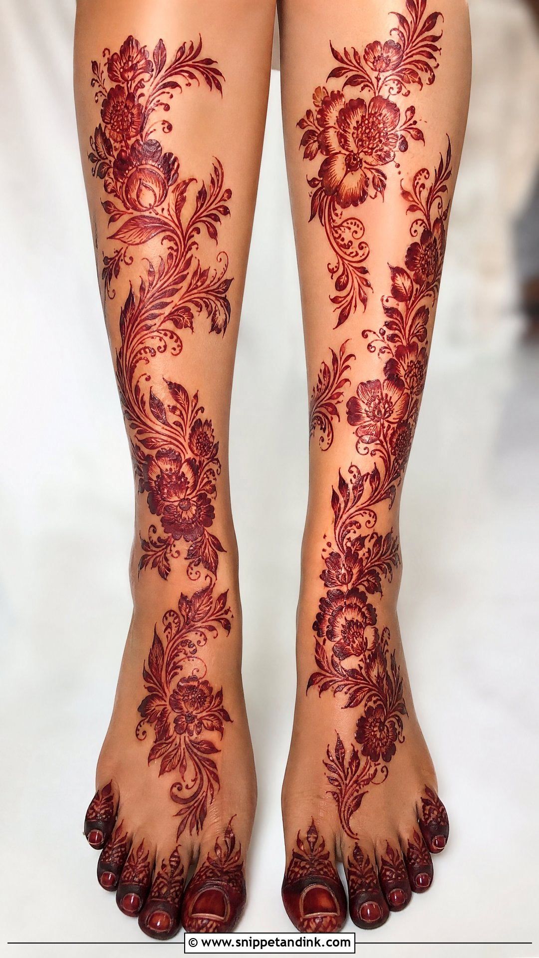 Gulf Bridal Full Leg Mehndi Design - Snippet and Ink - 20 Bridal Full Leg Mehndi Designs