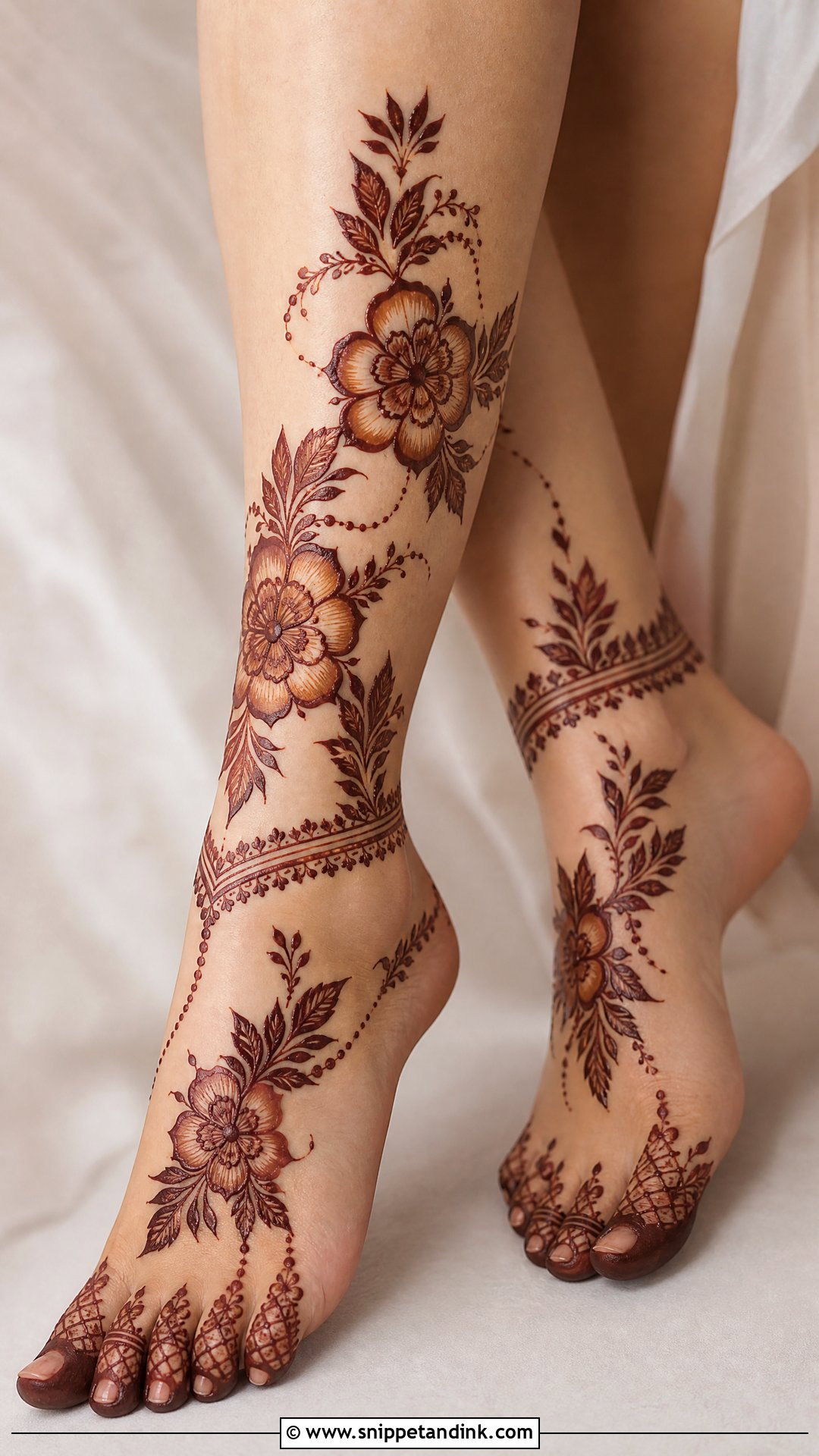 Gulf Bridal Leg Mehndi Design - Snippet and Ink - 20 Bridal Mehndi Designs for Leg