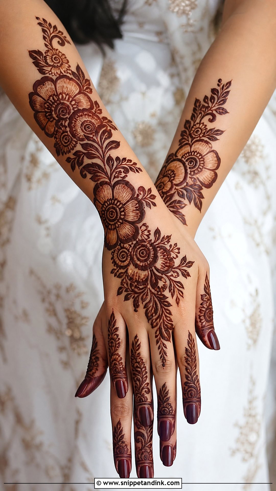 Gulf Bridal Mehndi Back Side - Snippet and Ink - 25 Bridal Mehndi Designs Back Side