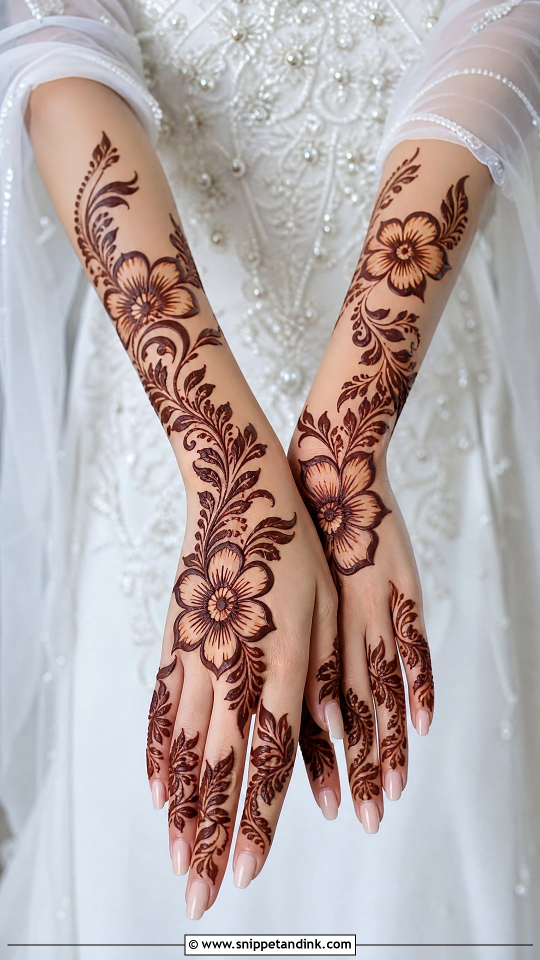 Gulf Bridal Mehndi For White Bridal Dress - Snippet and Ink - 20 Bridal Mehndi Designs Dress