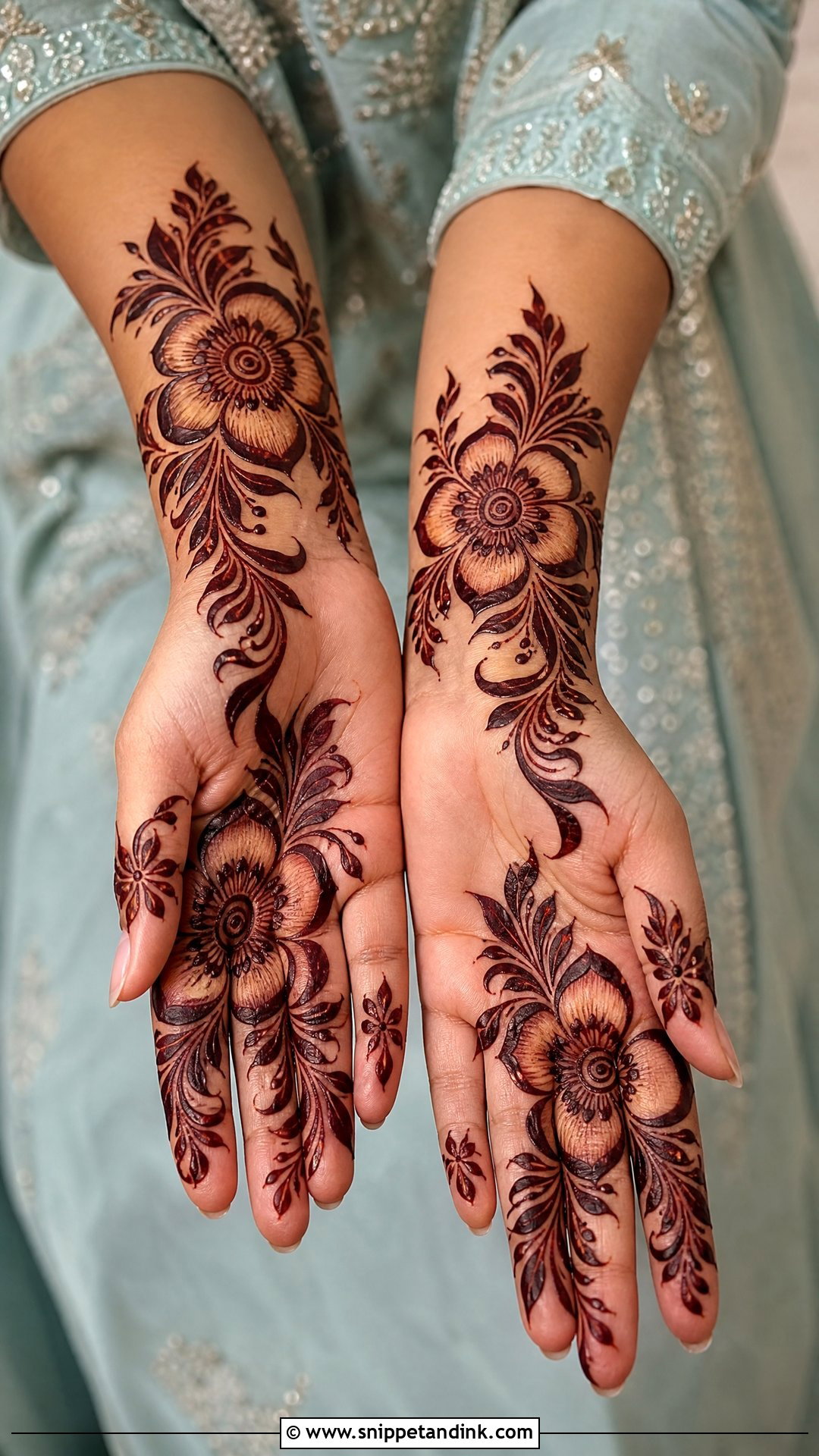 Gulf Bridal Mehndi Front Hand - Snippet and Ink - 20 Front Bridal Mehndi Designs