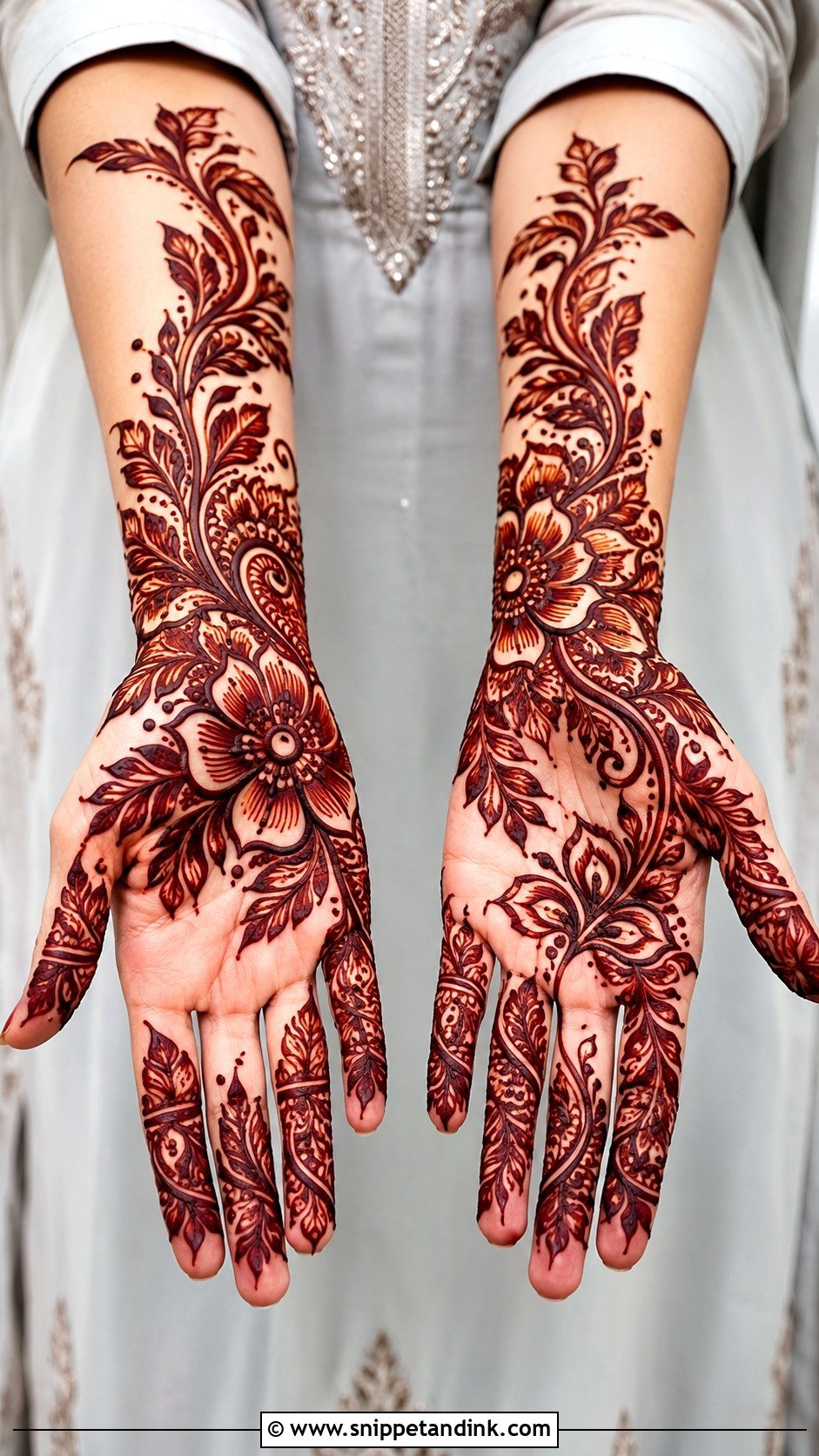 Gulf Front Hand Mehndi Design - Snippet and Ink - 35 Front Mehndi Design Ideas