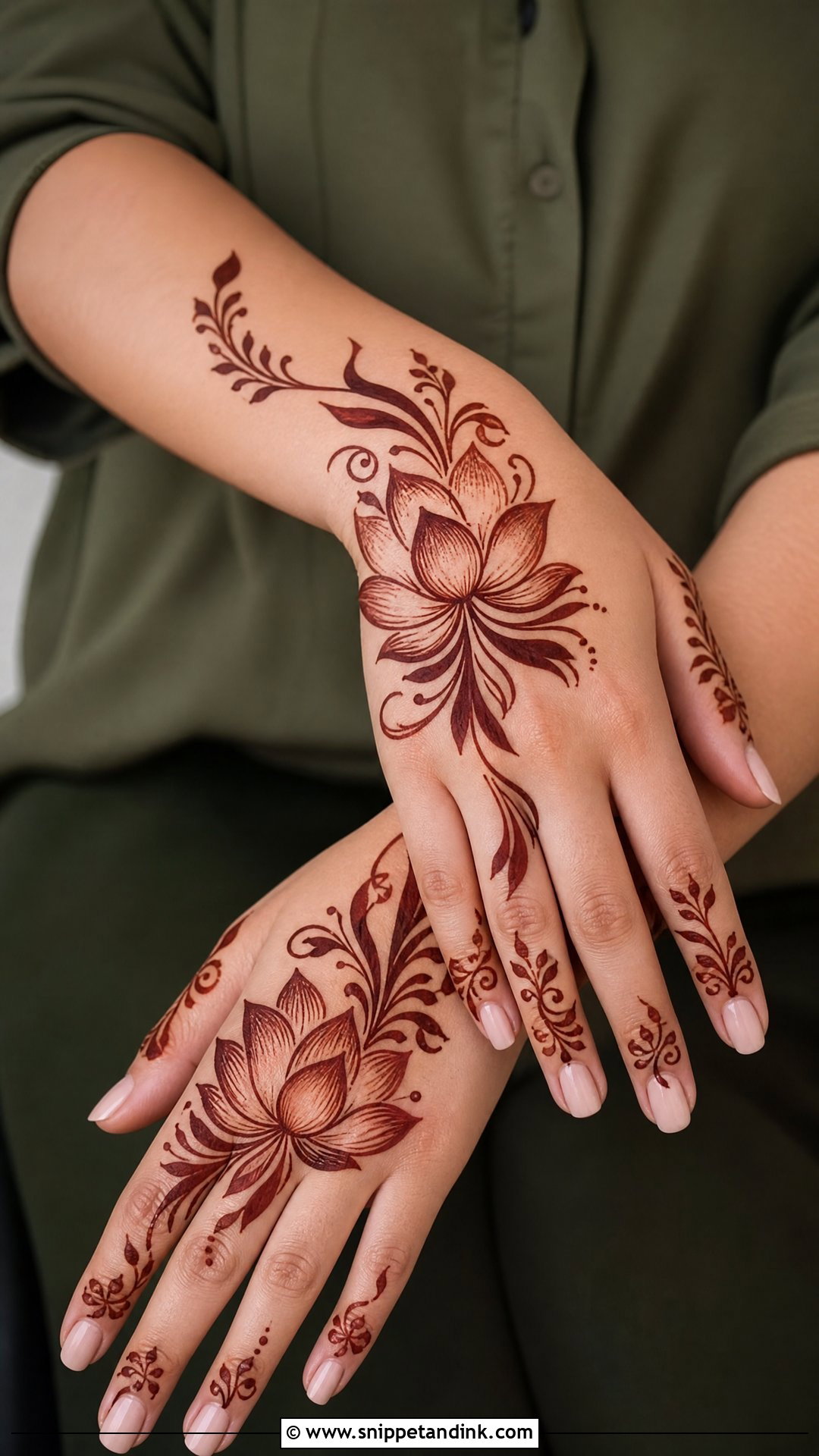 Gulf Lotus Mehndi Design - Snippet and Ink - 30 Minimal Lotus Mehndi Design Ideas