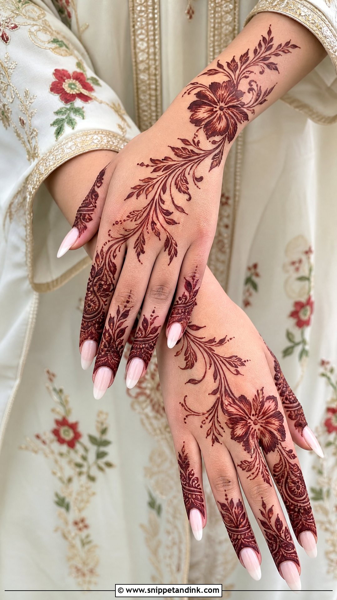 Gulf Nikkah Mehndi Design - Snippet and Ink - 20 Mehndi Designs for Nikkah Bride