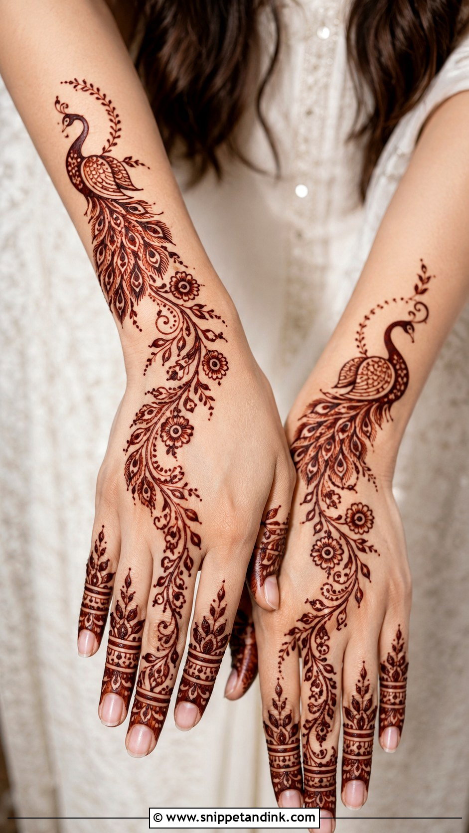 Gulf Peacock Mehndi Design - Snippet and Ink - 35 Peacock Mehndi Designs