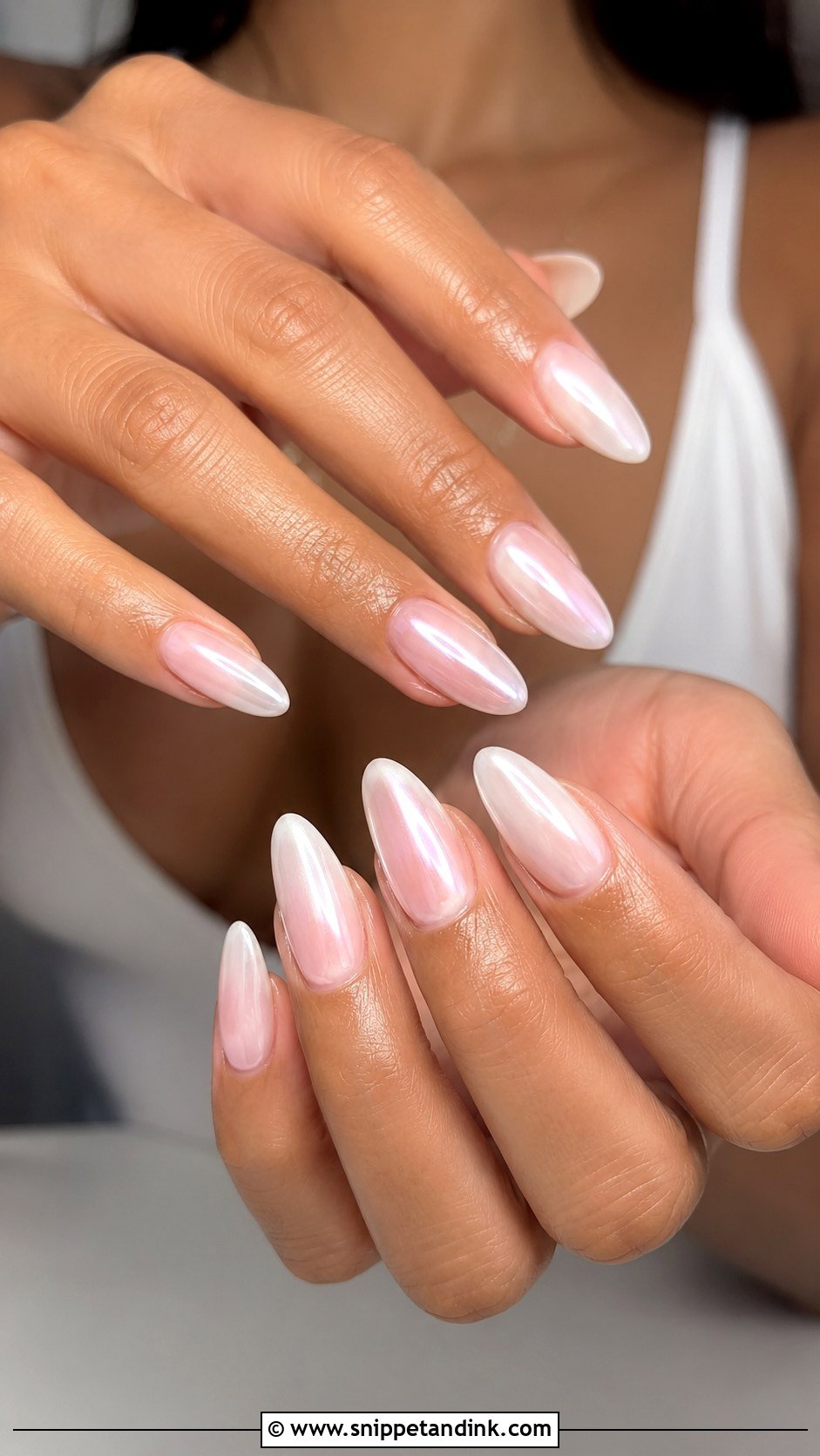 Hailey Bieber Almond Wedding Nails - Snippet and Ink - 20 Hailey Bieber Wedding Nails