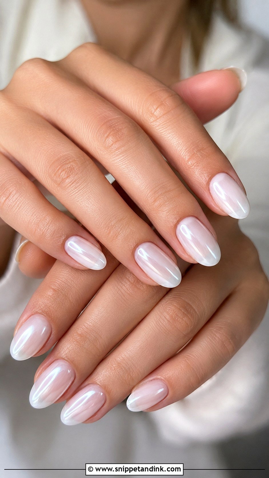 Hailey Bieber White Chrome Wedding Nails - Snippet and Ink - 20 Hailey Bieber Wedding Nails