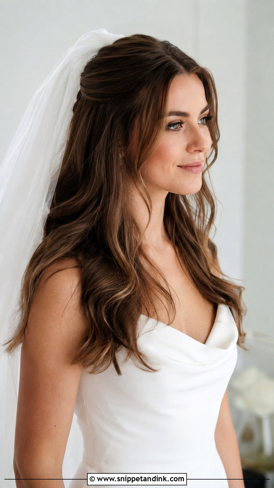 Hair Down With Fingertip Veil - Snippet and Ink - 15 Veil in Hair Down Ideas