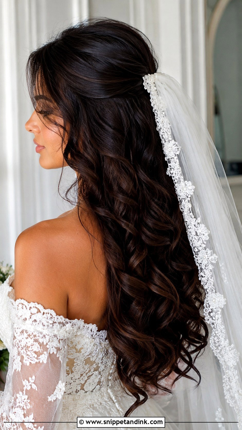 Hair Down With Lace Veil - Snippet and Ink - 15 Veil in Hair Down Ideas