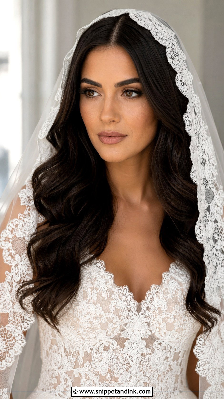 Hair Down With Mantilla Veil - Snippet and Ink - 15 Veil in Hair Down Ideas