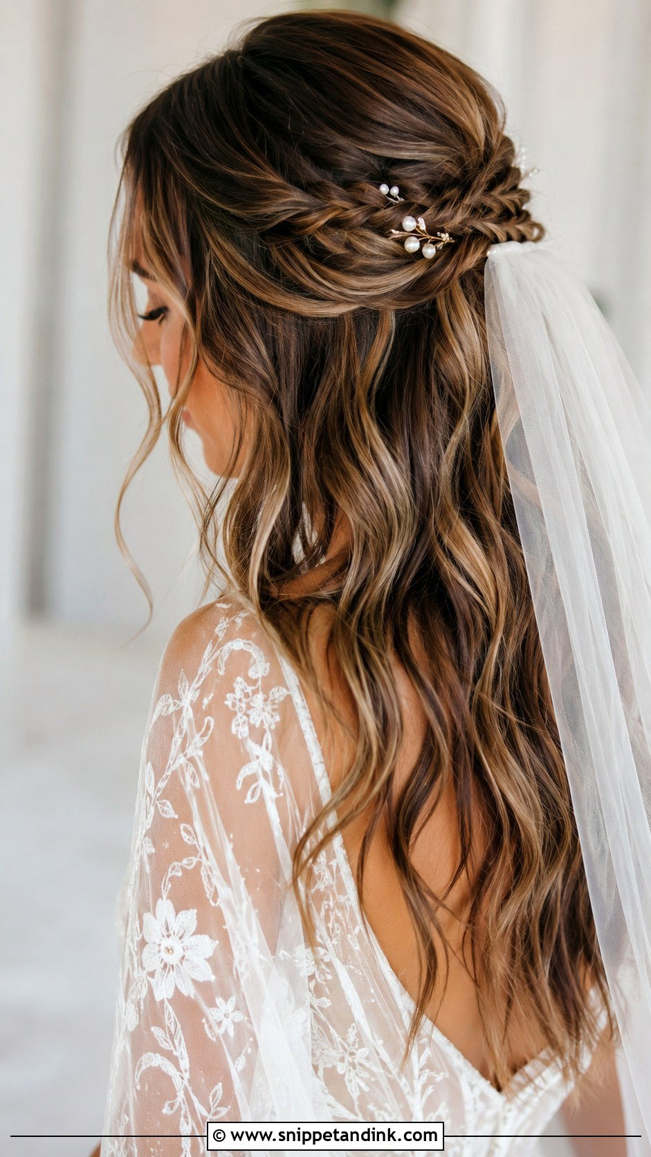 Hair Down With Veil And Braid - Snippet and Ink - 15 Veil in Hair Down Ideas