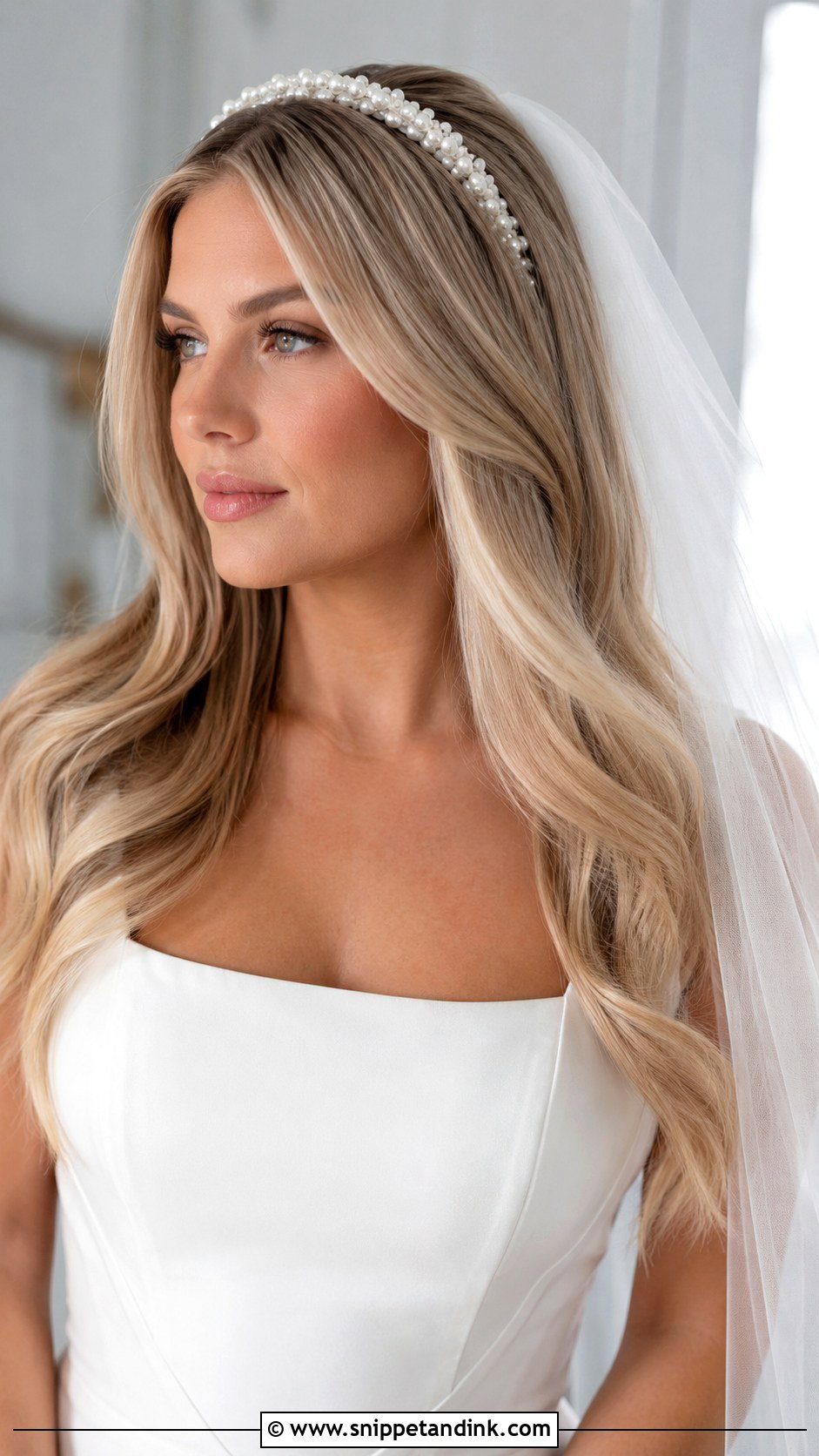 Hair Down With Veil And Headband - Snippet and Ink - 15 Veil in Hair Down Ideas
