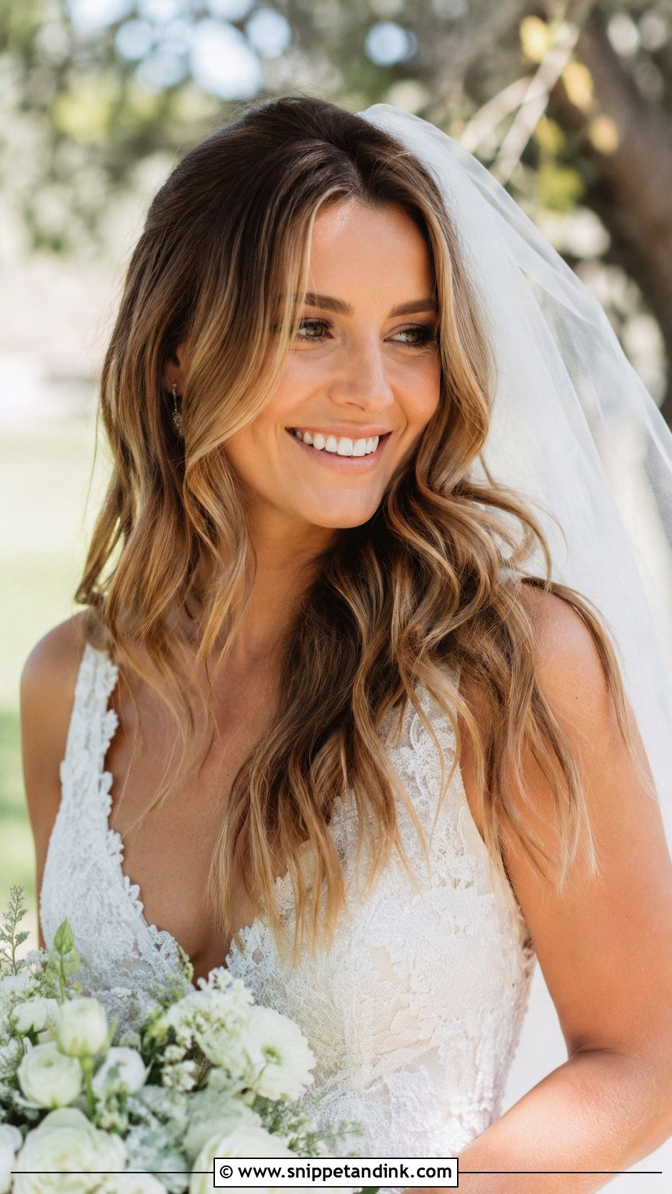 Hair Down With Veil And Loose Waves - Snippet and Ink - 15 Veil in Hair Down Ideas