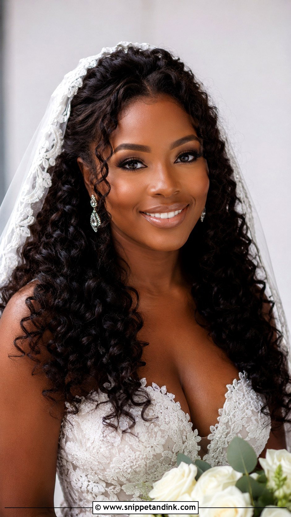 Hair Down With Veil And Soft Curls - Snippet and Ink - 15 Veil in Hair Down Ideas