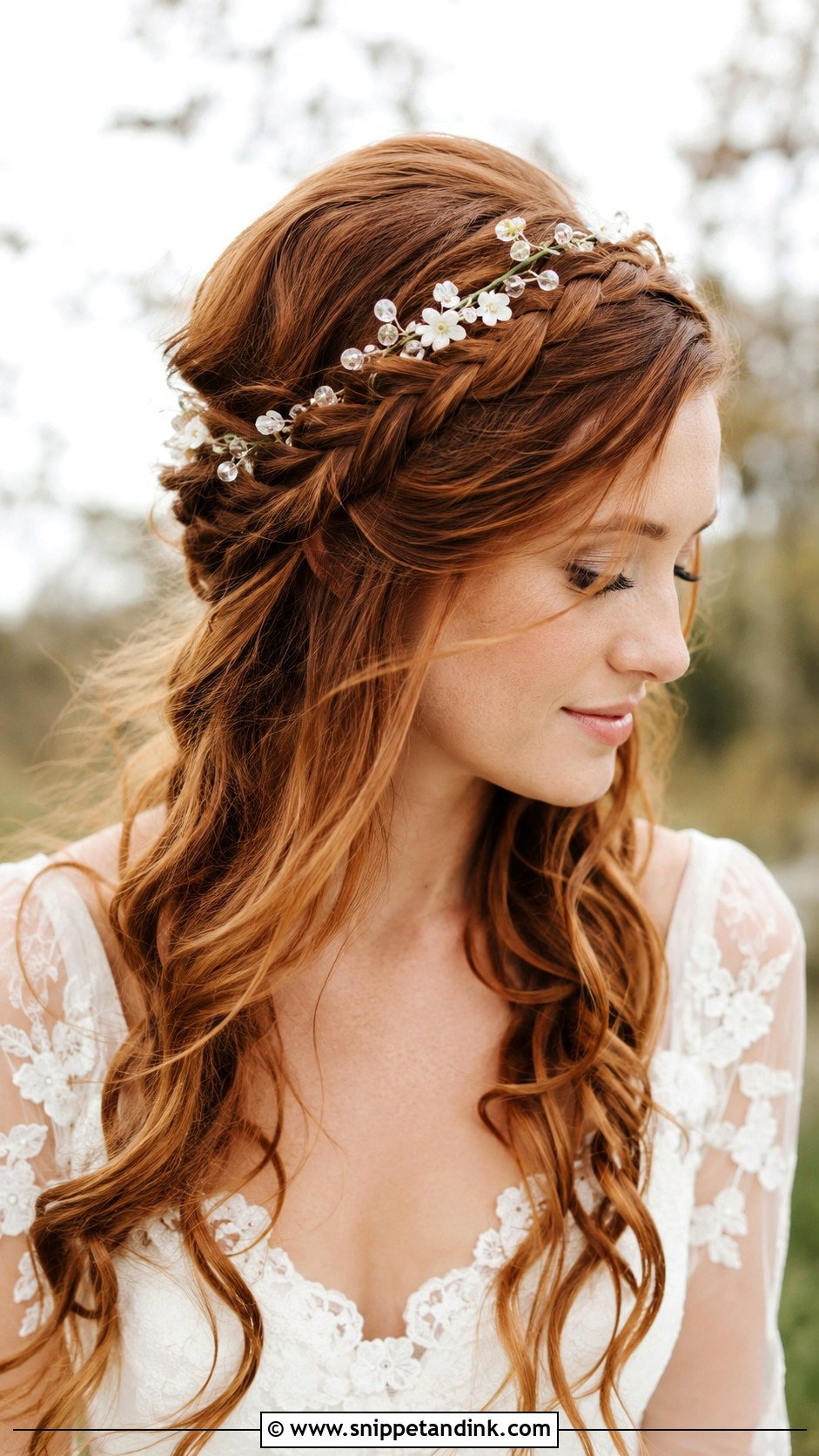 Hair Vine With Boho Braided Crown - Snippet and Ink - 20 Bridal Hair Vine Ideas