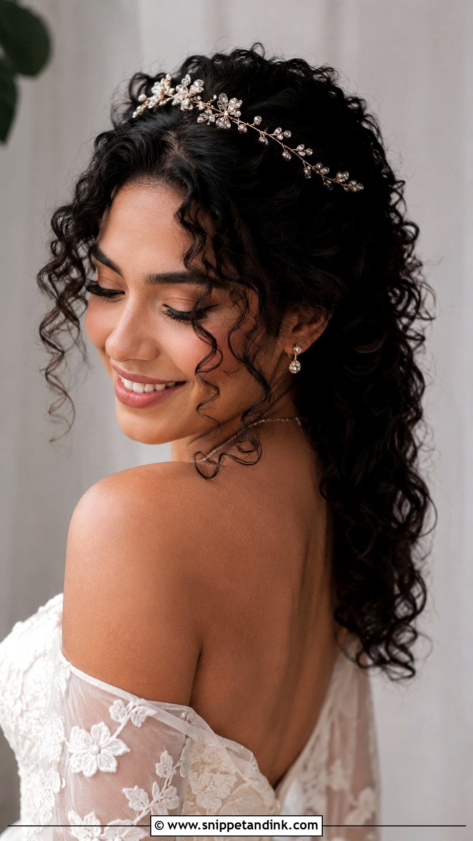 Hair Vine With Curly Hair - Snippet and Ink - 20 Bridal Hair Vine Ideas