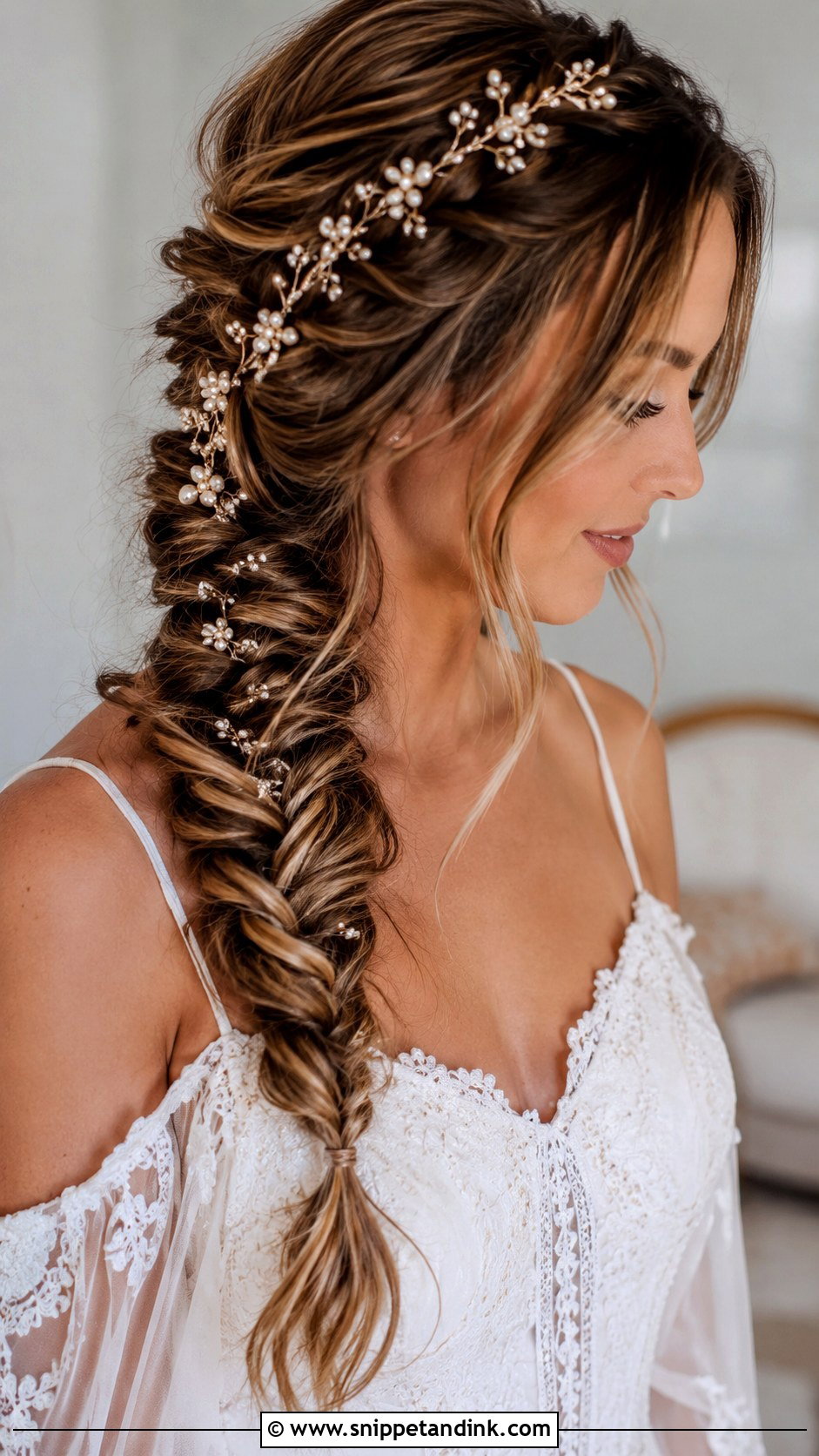 Hair Vine With Fishtail Braid - Snippet and Ink - 20 Bridal Hair Vine Ideas