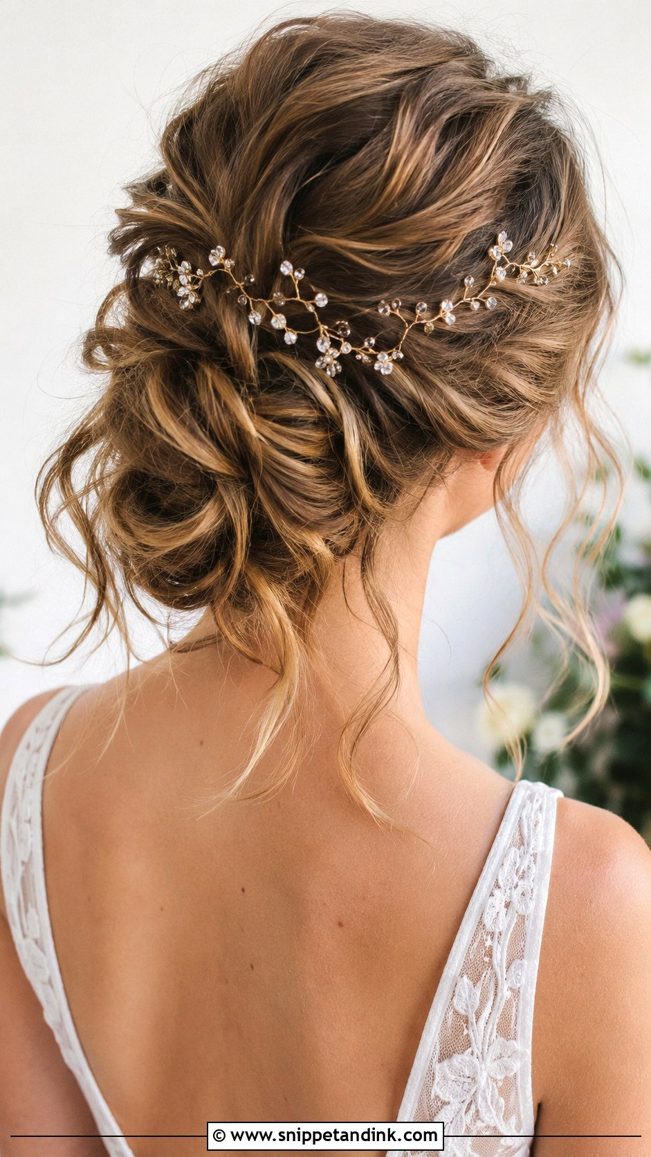 Hair Vine With Messy Bun - Snippet and Ink - 20 Bridal Hair Vine Ideas