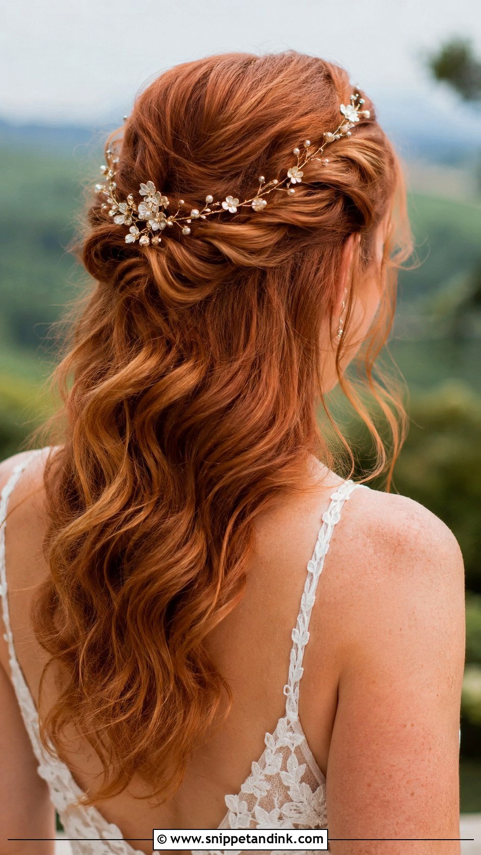 Hair Vine With Twisted Half Updo - Snippet and Ink - 20 Bridal Hair Vine Ideas