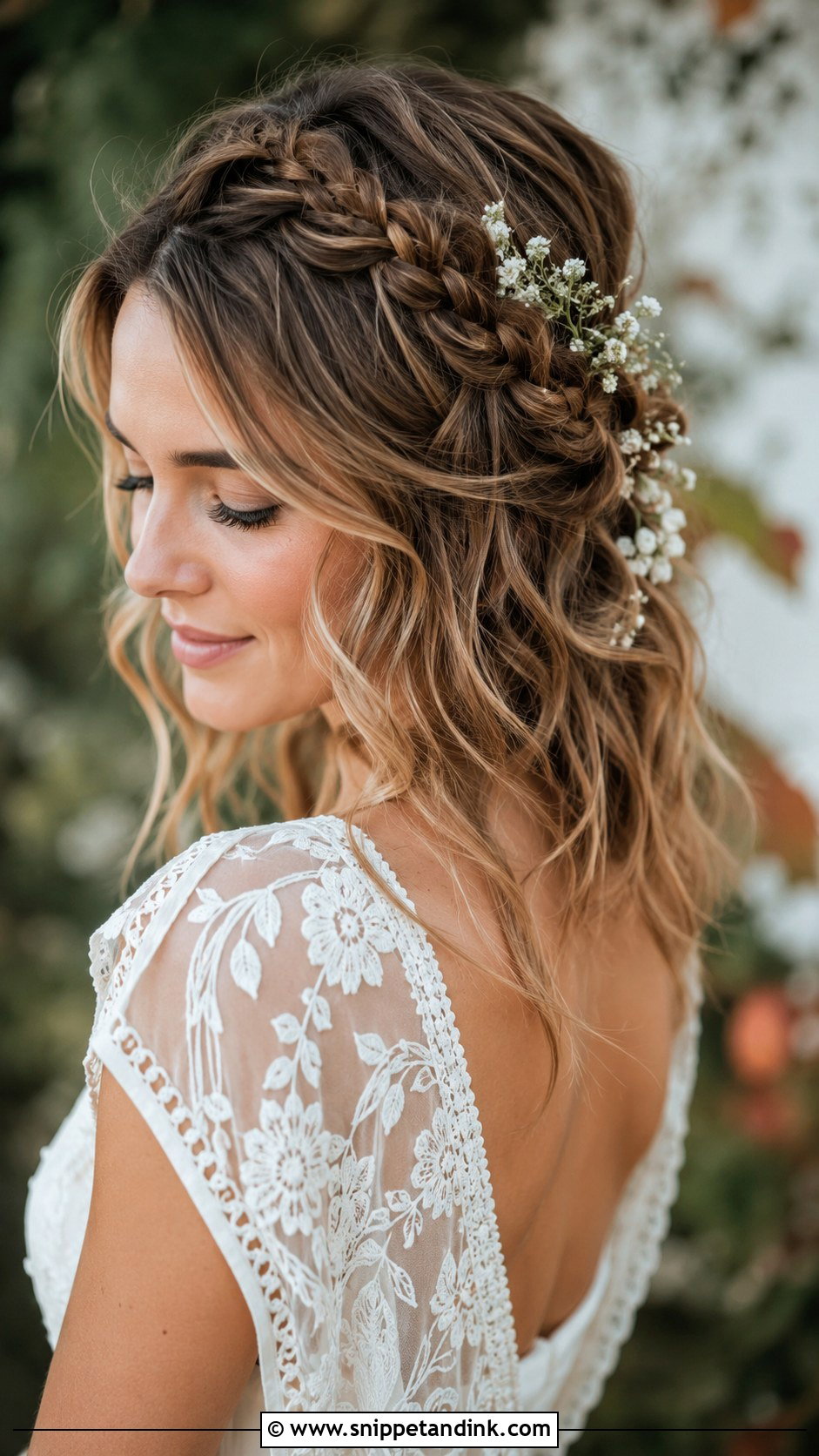 Halboffene Brautfrisur Im Boho Look - Snippet and Ink - 30 Brautfrisur Halboffen Mittellang Ideas